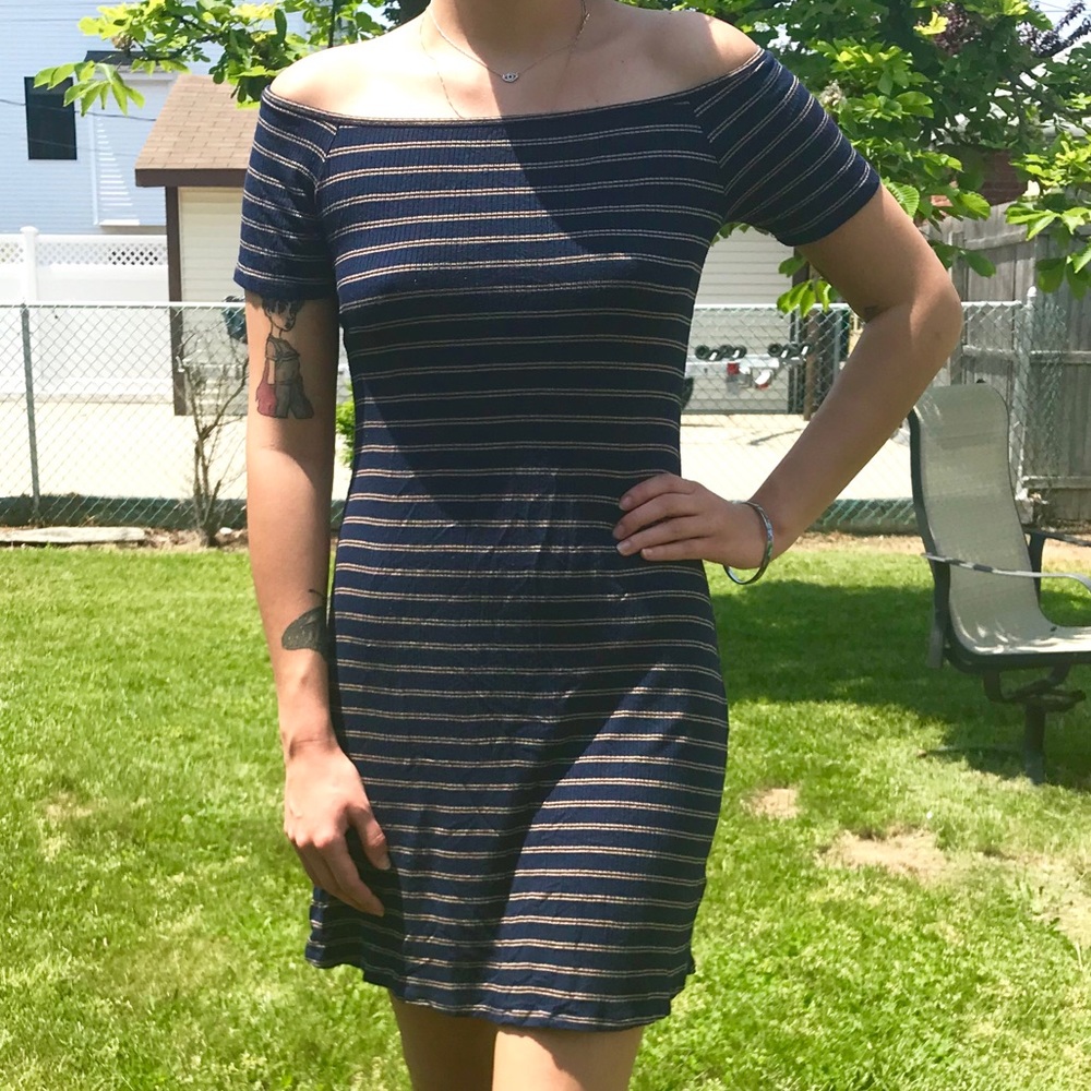 Comfortable cute OTS striped dress
